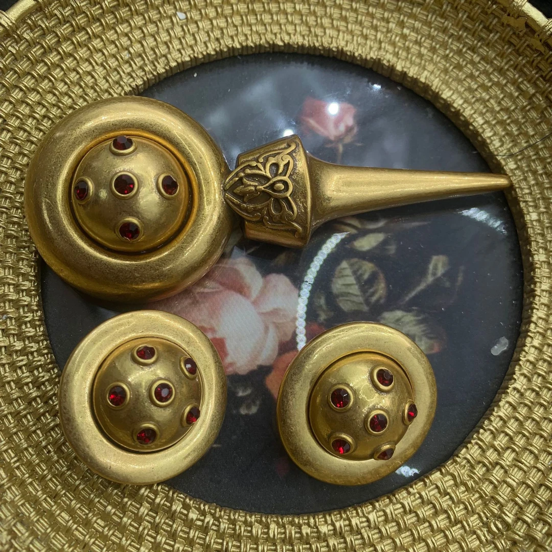 铜合金胸针 青岛vintage时尚做旧复古个性文艺风耳夹胸针套装现货