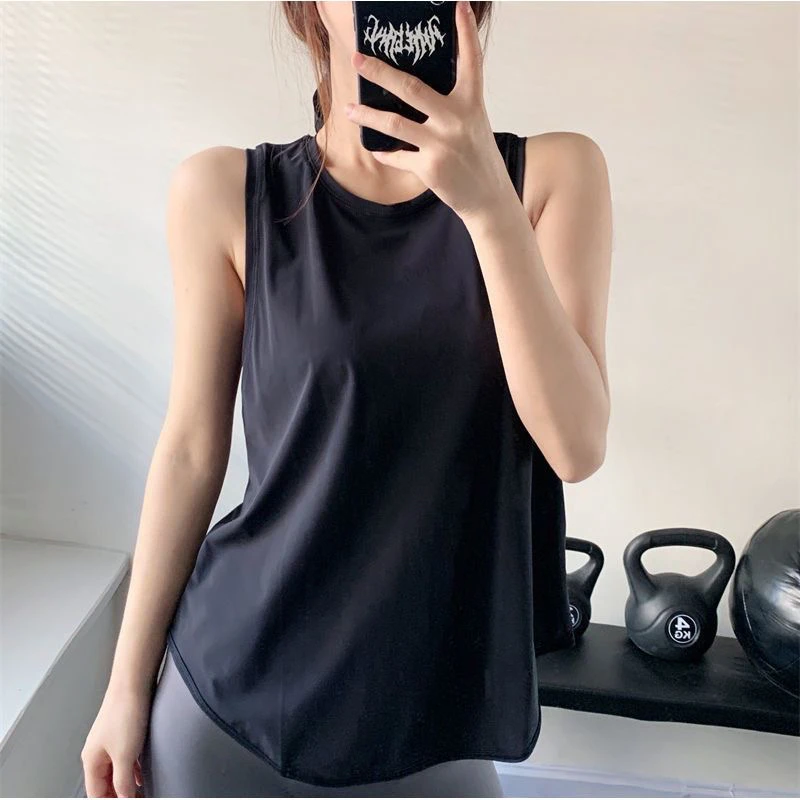 990无袖T恤纯色运动宽松背心女外穿跑步健身速干宽松瑜伽服上衣薄