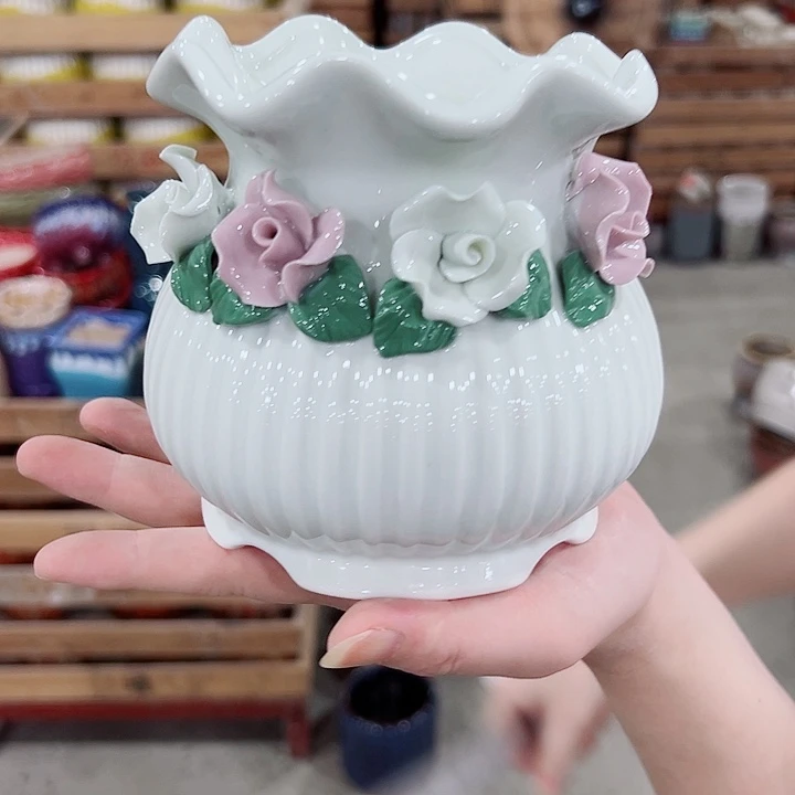 有孔.凑满10元发货多肉陶瓷花盆！