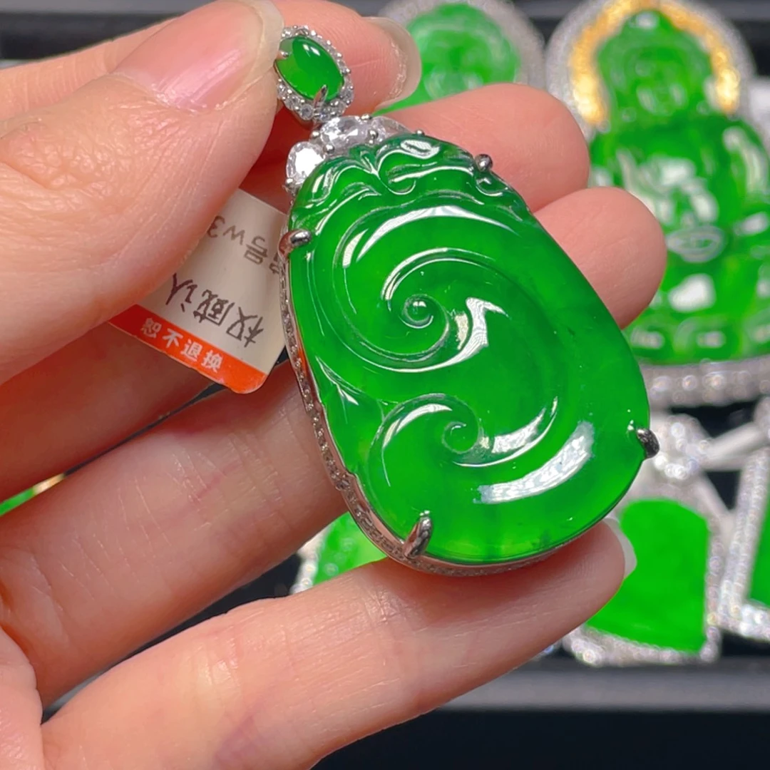 翡翠银S925镶嵌吊坠(不含链)