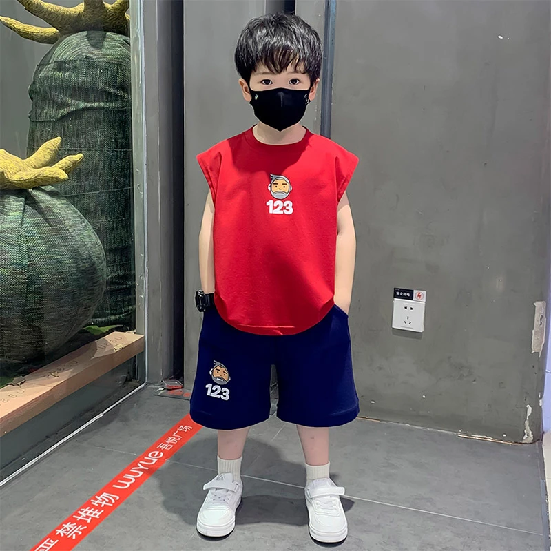 男童夏装套装2025新款时髦儿童洋气背心短裤两件套小男孩夏季衣服