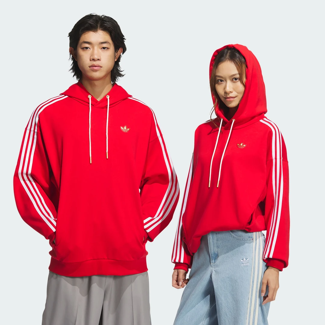 adidas/阿迪达斯新年款情侣针织法式毛圈运动宽松连帽卫衣 KA0820