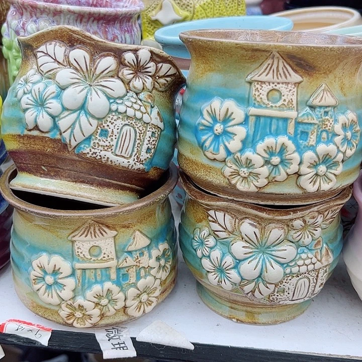 多肉绿植陶瓷花盆9.9包邮，有孔