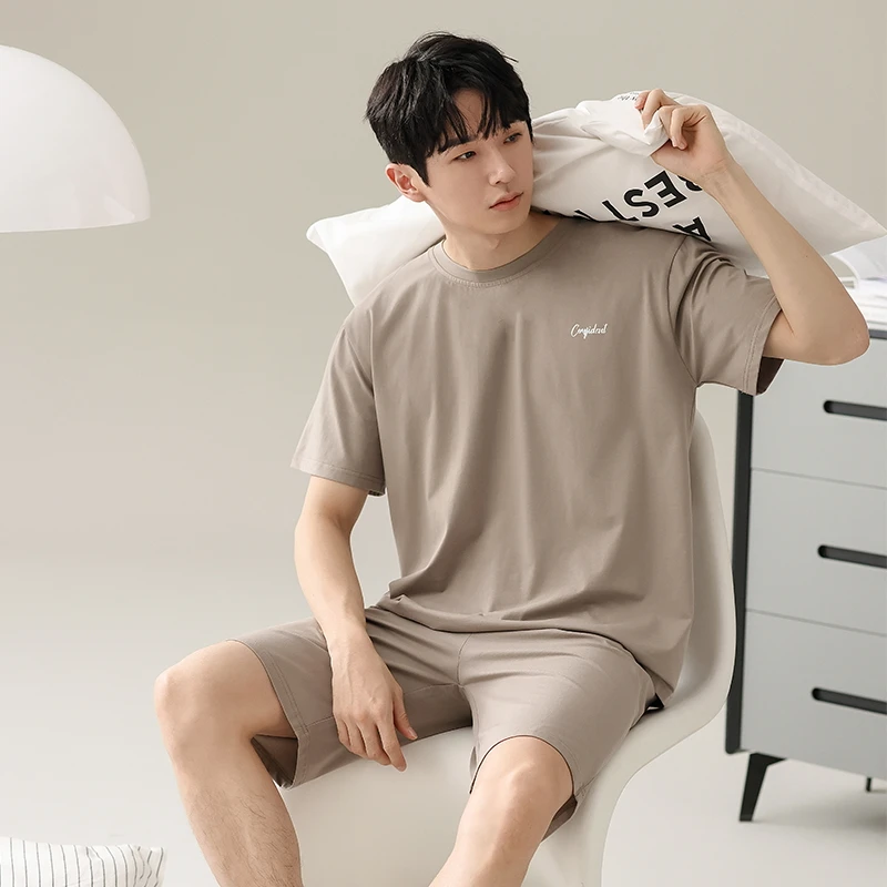 庆同卡通夏季薄款男款睡衣短袖短裤凉感莫代尔舒适简约家居服套装