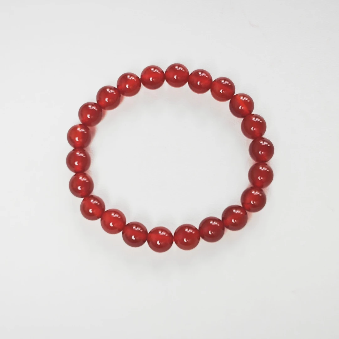 天然红玛瑙手链显气质百搭款/珠子尺寸约8mm女款时尚精美鸿运当头