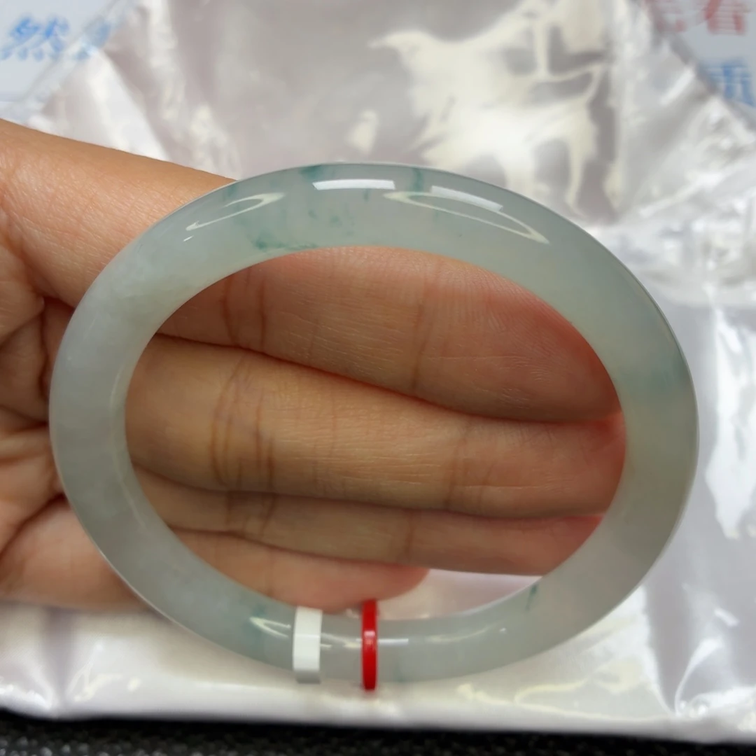 翡翠未镶嵌手镯老坑54圈冰飘蓝花起莹光009