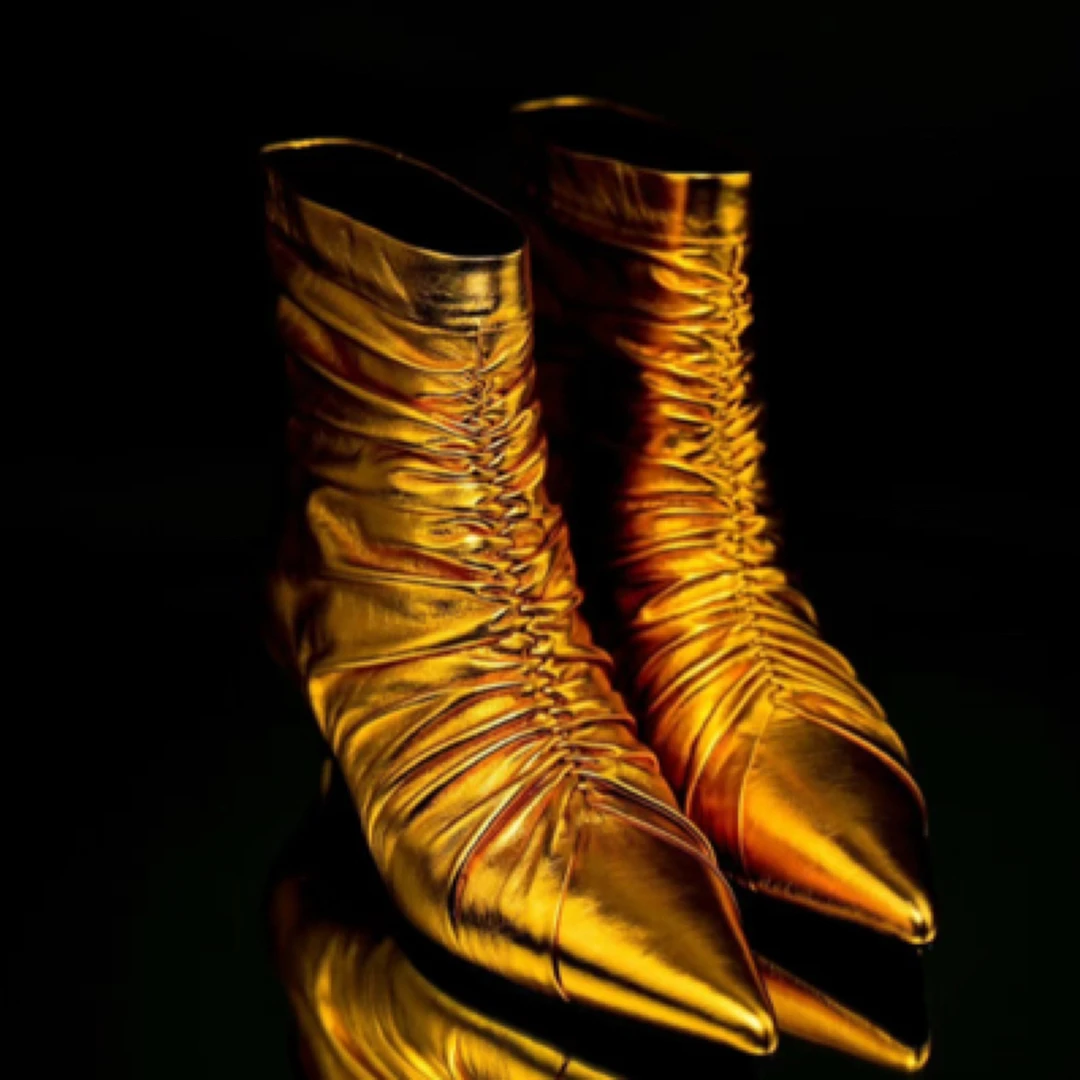 NJ25金银奢华殿堂—褶皱金银靴