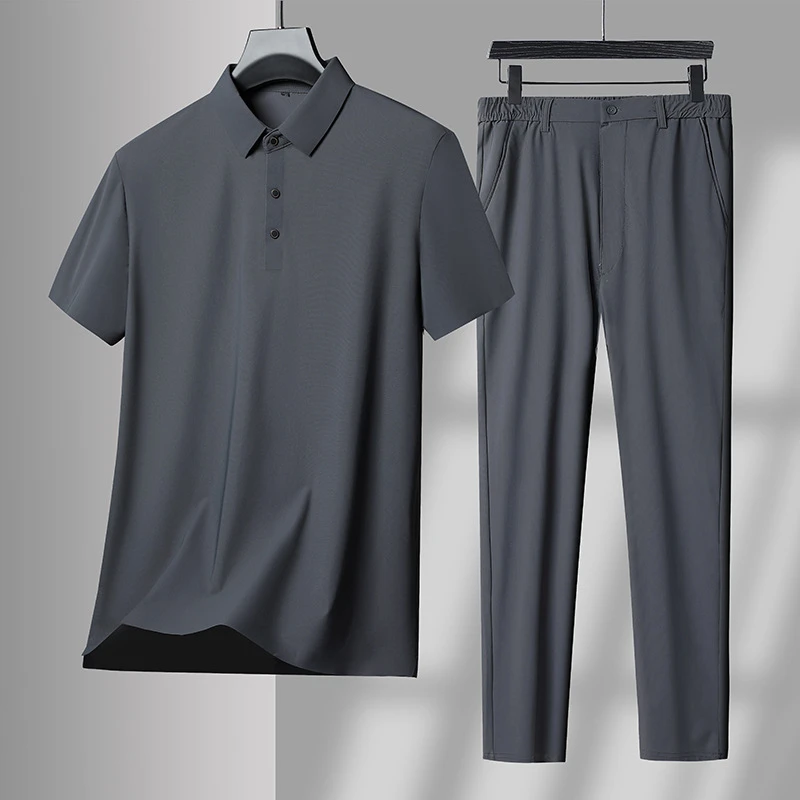 【父亲节礼物】夏装冰丝运动套装男士休闲运动服两件套