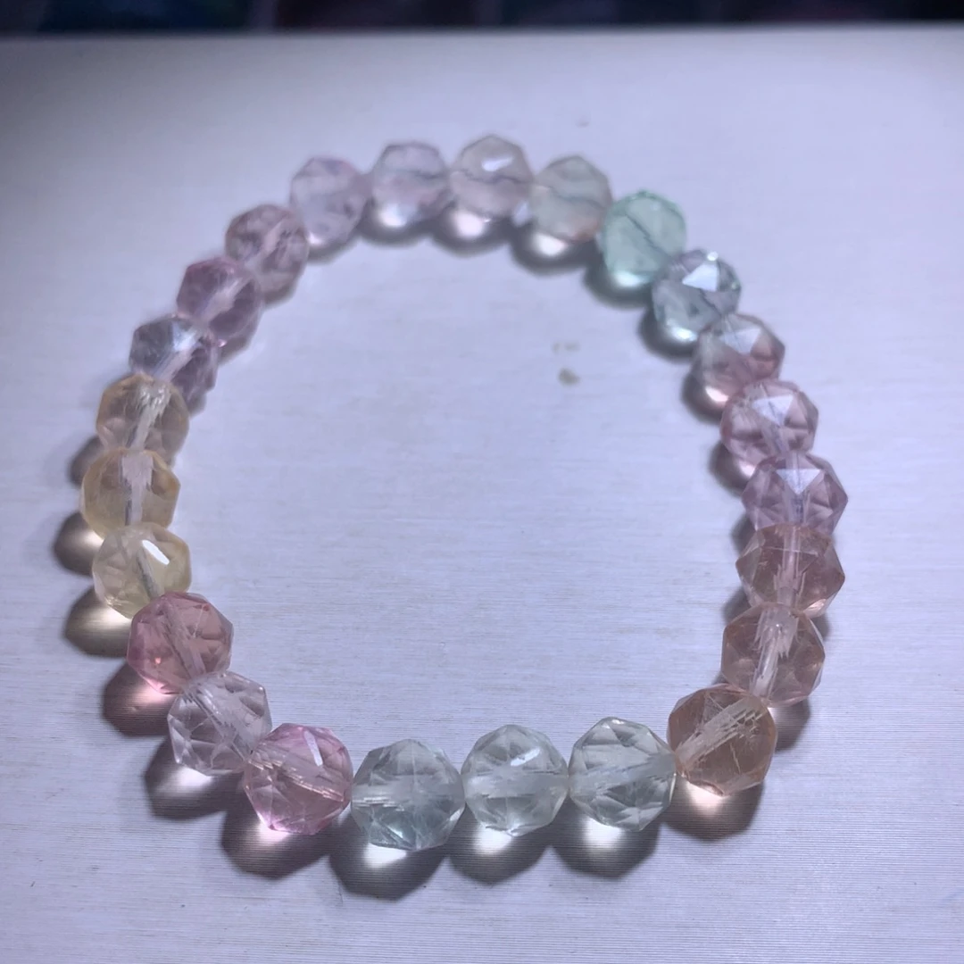 手串银S925镶嵌水晶萤石切面7.8m