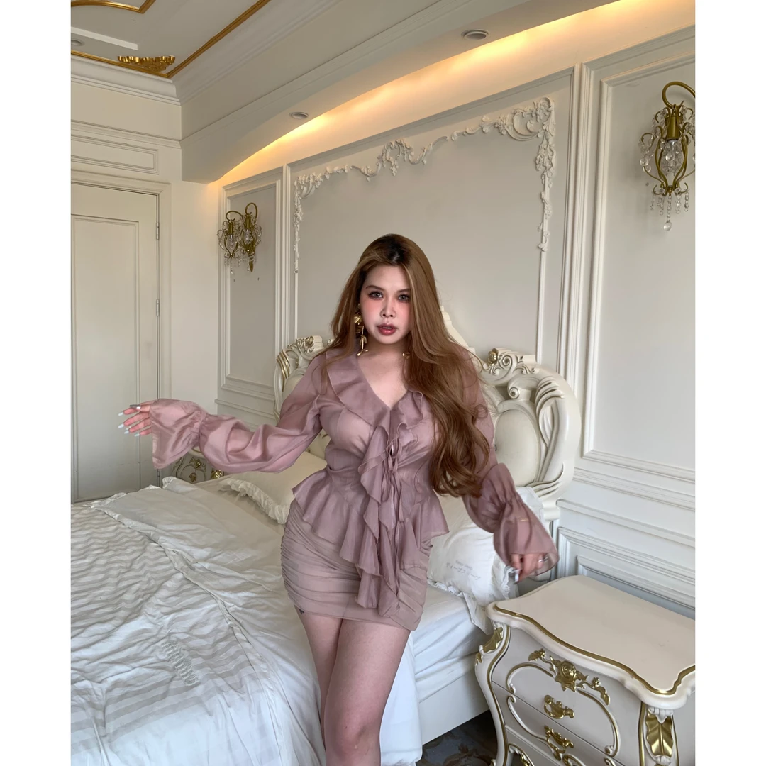 【邂逅】收腰显瘦设计感系带长袖衬衫+有里布防走光半身短裙