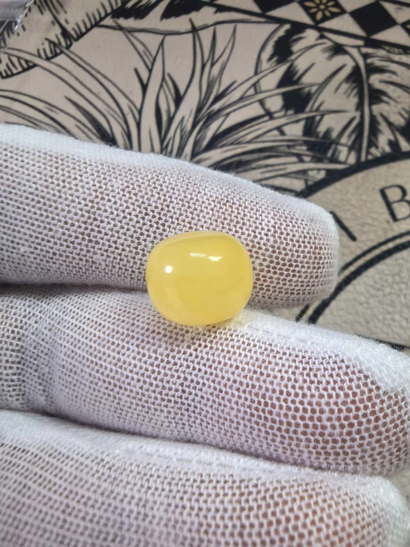 D0077天然原矿蜜蜡单珠鸡油黄老型珠桶珠配饰