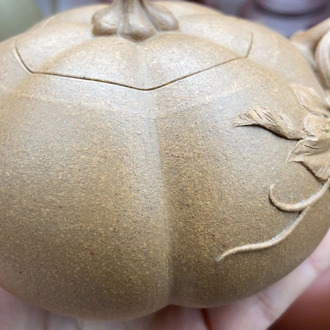 紫砂茶壶H*?南瓜黄段半手