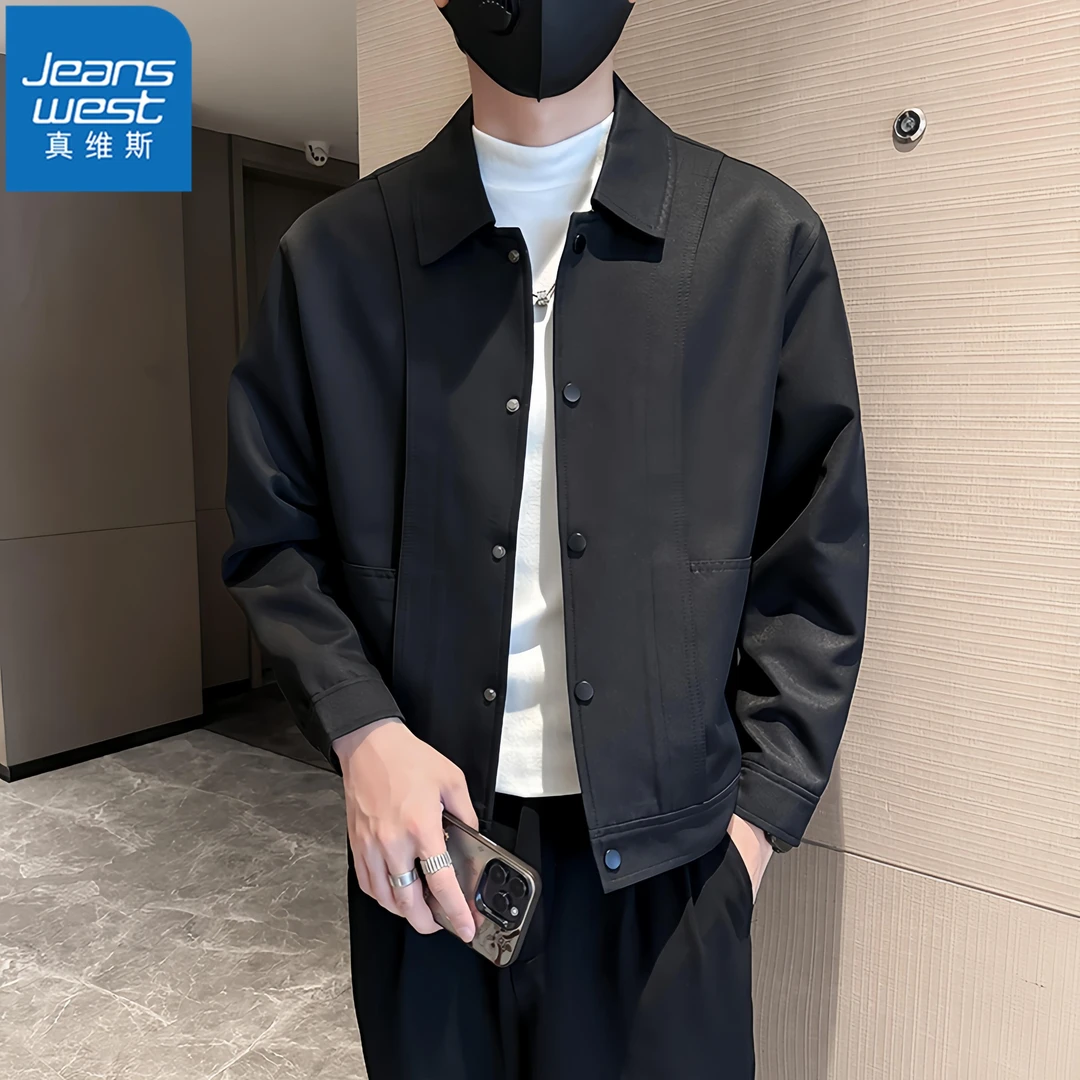 真维斯Jeanswest男士潮牌时尚简约外套2025春秋季休闲百搭夹克潮