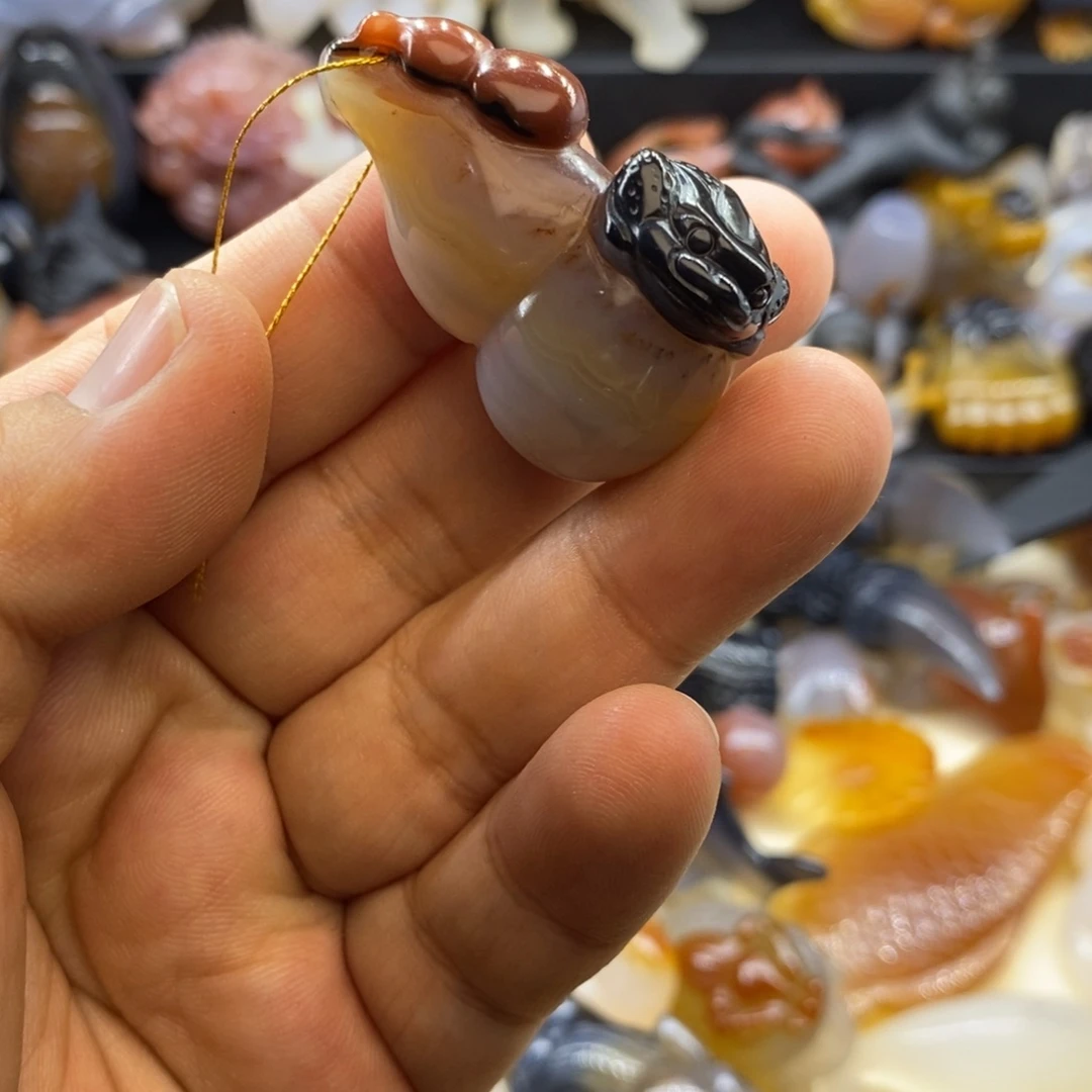 玛瑙/玉髓未镶嵌摆件手把件福禄双全