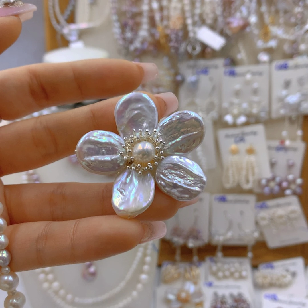 淡水珍珠耳饰银S925镶嵌