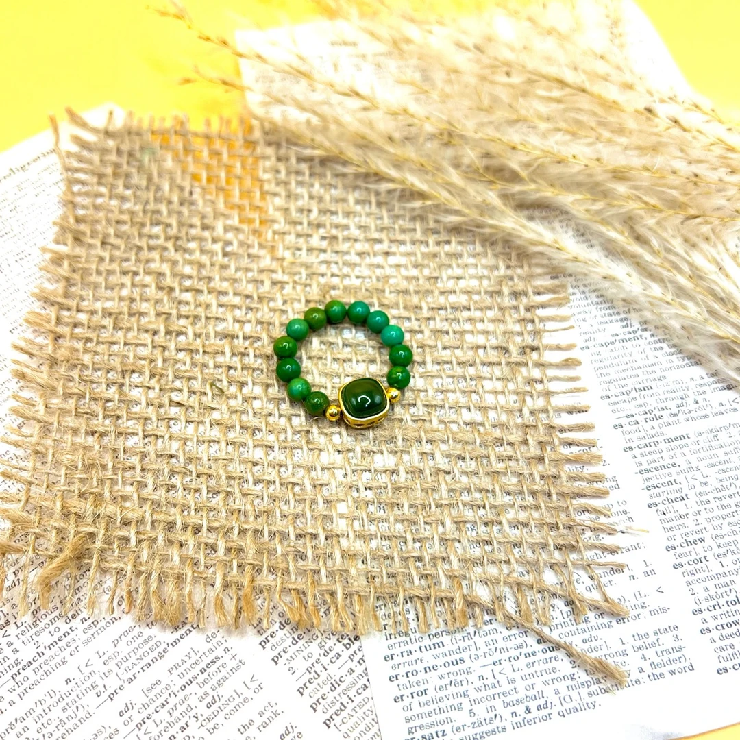 合金戒指 「Richer」W供-W045菜籽黄田田玉珠珠戒指