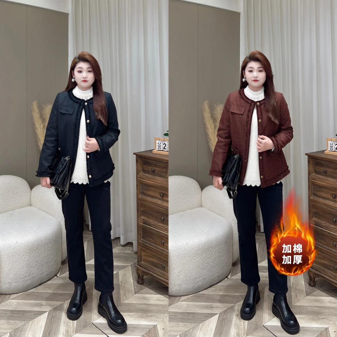 【上新外套】PMM82256秋冬新款法式轻奢气质优雅大码女装小香风外套