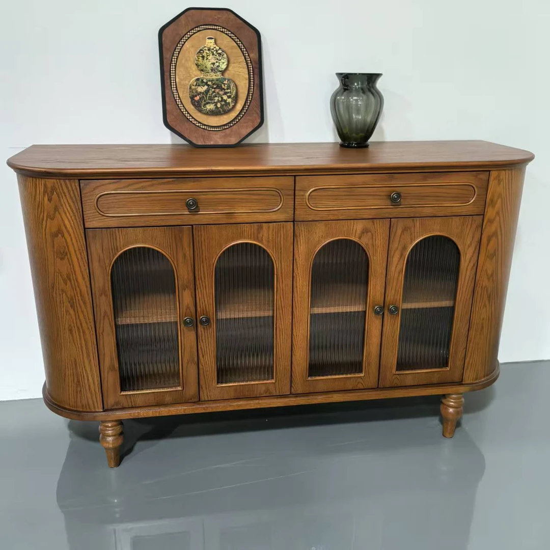 中古风 实木多用途边柜简约客厅复古多功能 边柜【145x45x86cm】