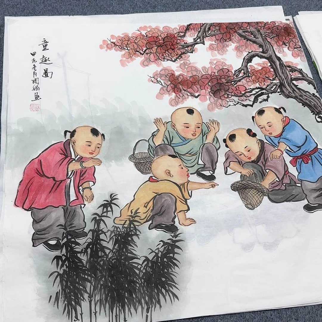 国画尺寸70X70手绘作品