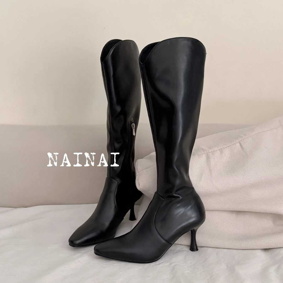 【NAINAI】时装靴弹力秋冬过膝真皮瘦瘦靴长筒细跟百搭女鞋骑士