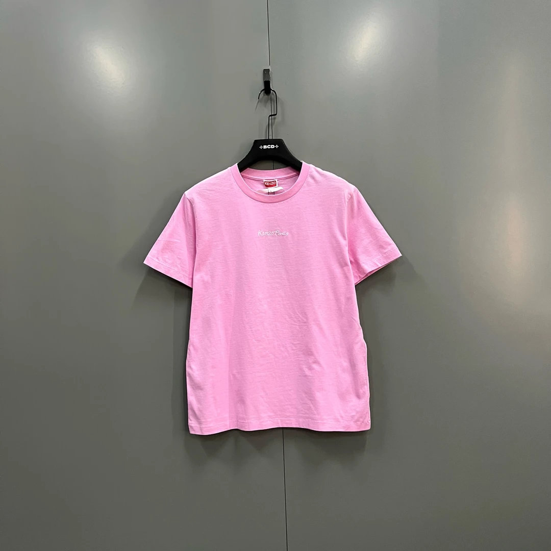 99新 KENZO/肯佐 tt2 粉色背后铁塔刺绣短袖 L码/98新/016909