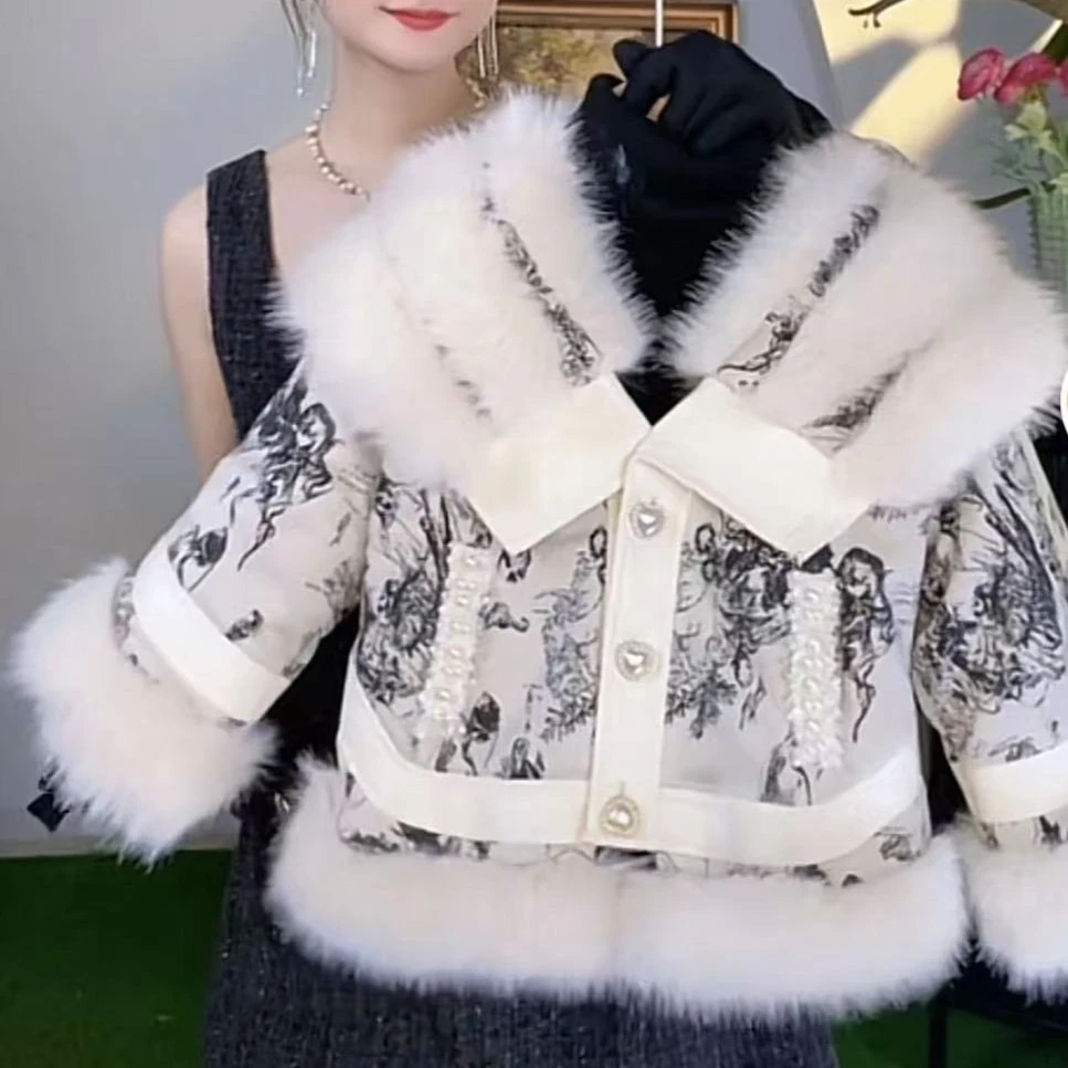 刘总专属【瑞雪上河图】2024新款冬季保暖时尚一体绒女童洋气外套