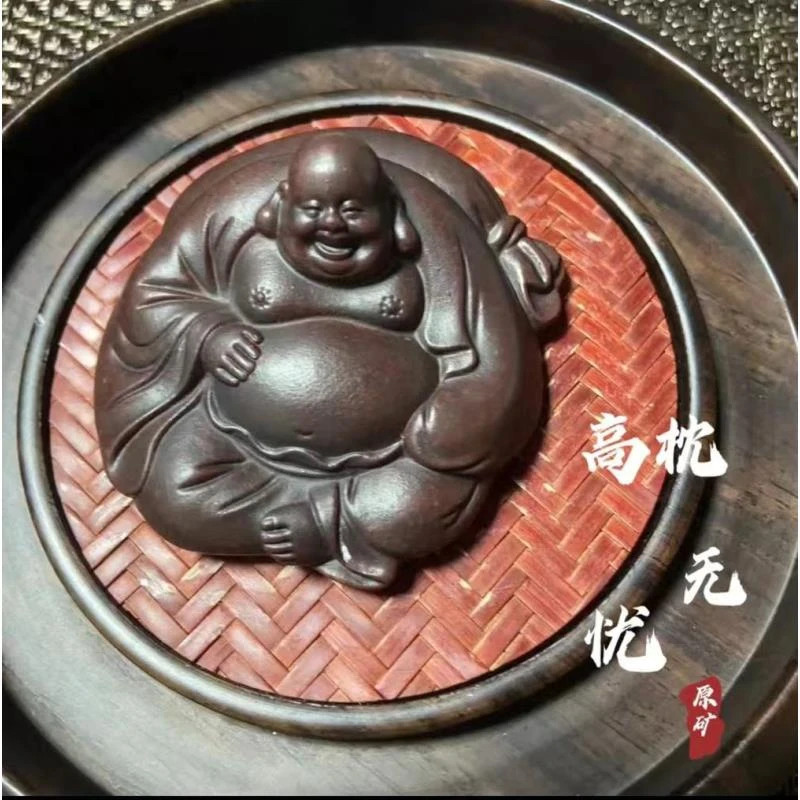 【笑口常开弥勒佛茶宠】紫砂石红泥料茶宠