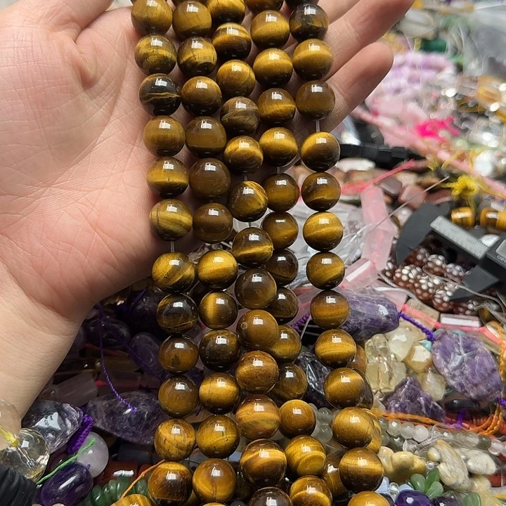 玛瑙/玉髓未镶嵌珠宝半成品一条14mm虎眼