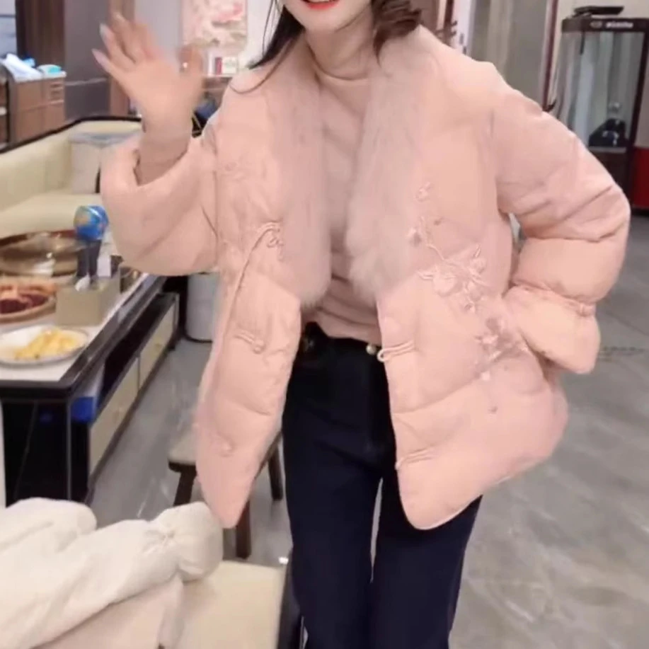 2025冬季新款复古新中式国潮民族风高级感棉服外套女盘扣绣花棉衣