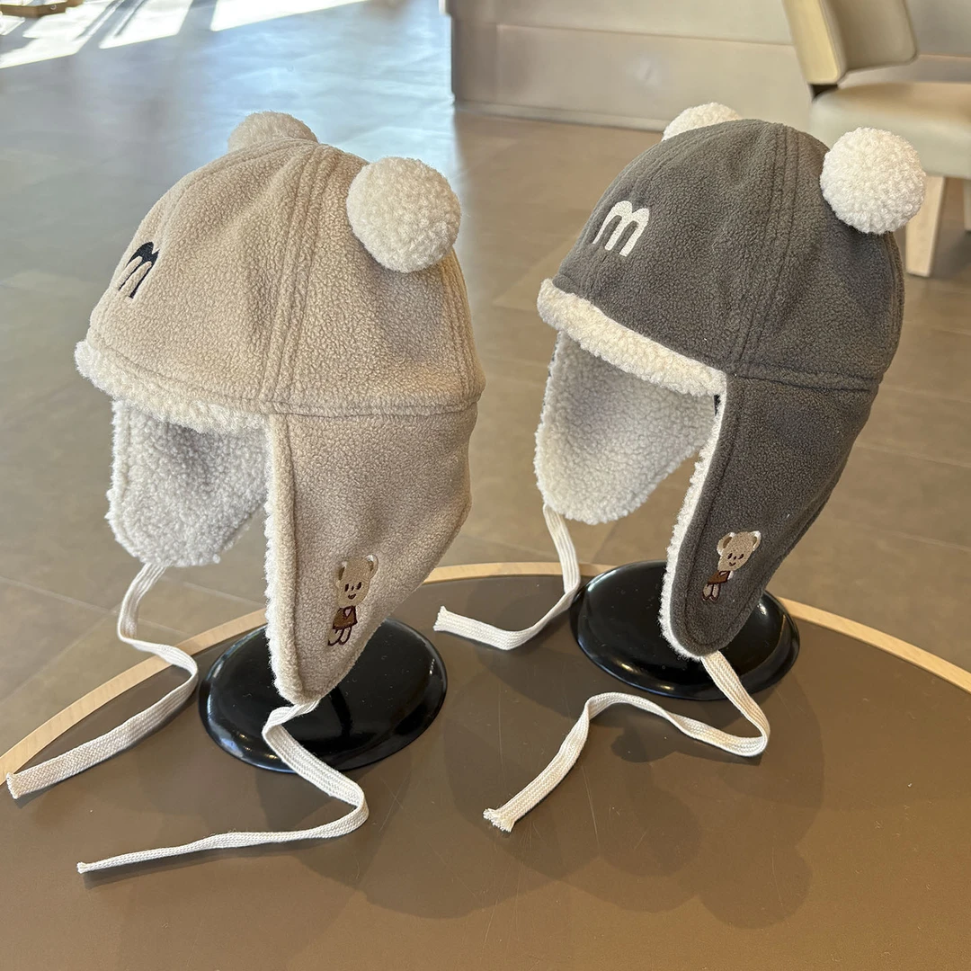 森系儿童帽子秋冬季摇粒绒防寒保暖雷锋帽男女宝宝防风套头护耳帽