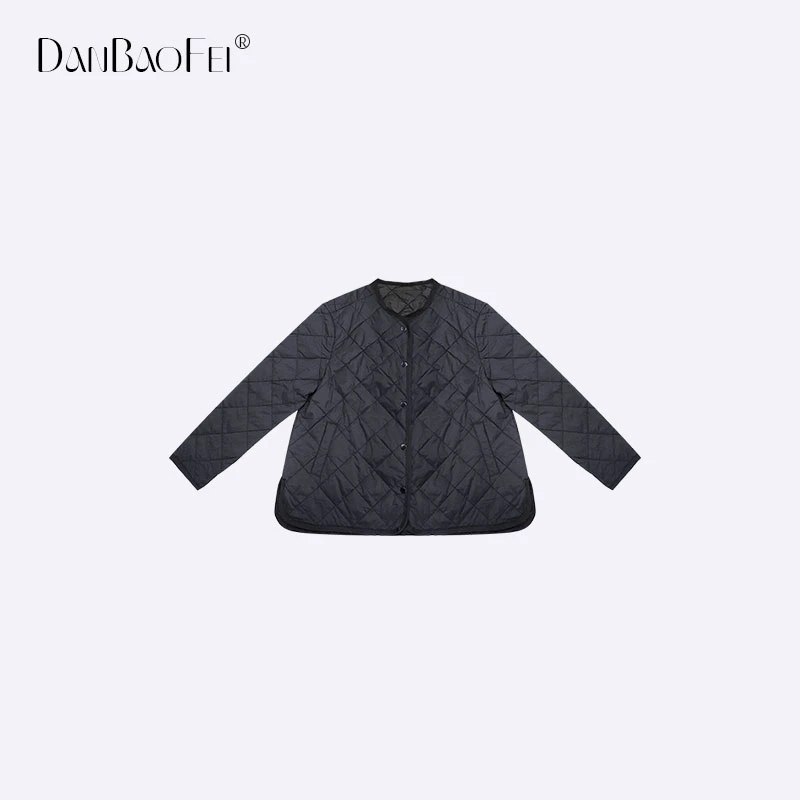 【KAREN TD预】 菱格纹理宽松圆领绗缝娃娃摆棉衣外套 YLM00186