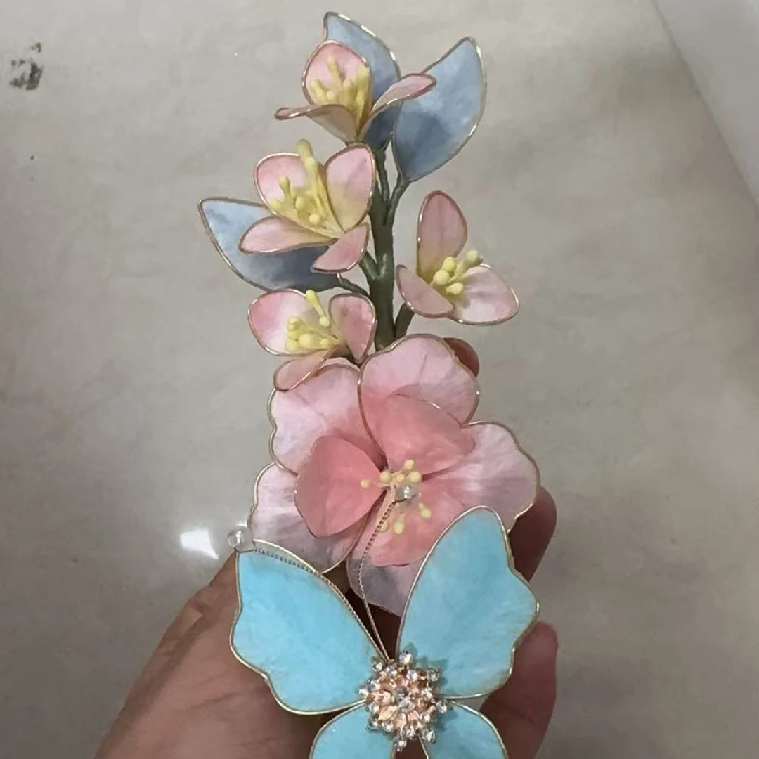 麦光光古风发饰汉服绒花发簪 手工制作默认商品微瑕 商品均有色差