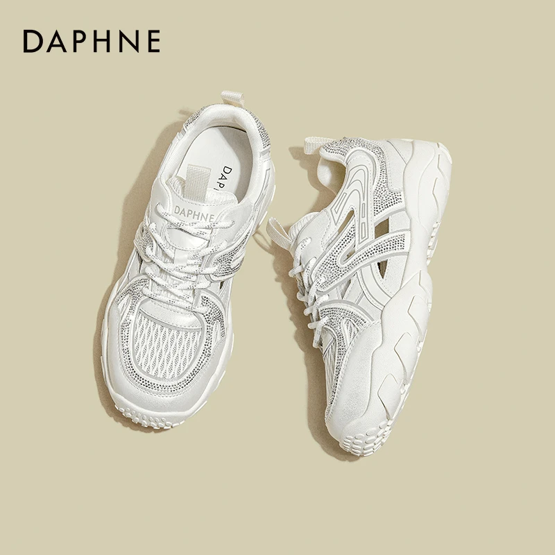 达芙妮厚底老爹鞋女款2025新款薄款小白鞋夏季爆款透气网鞋运动鞋