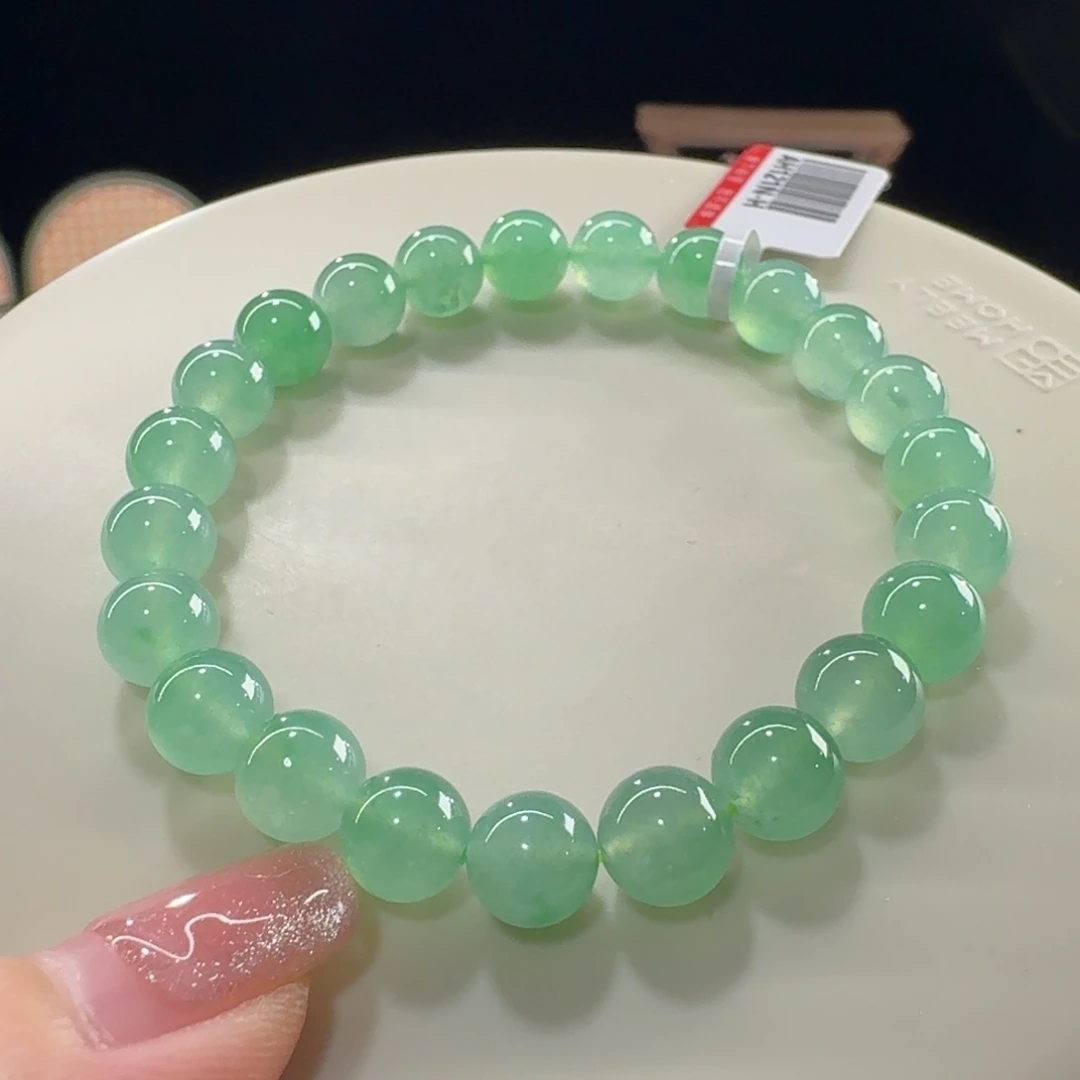 未镶嵌手链翡翠高冰葡萄绿串卡8 鲜！