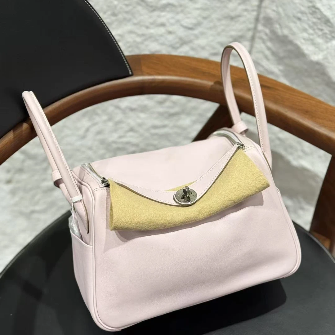 99新 Hermes/爱马仕 lina/爱马仕梦幻紫内拼金棕银扣lindy26包