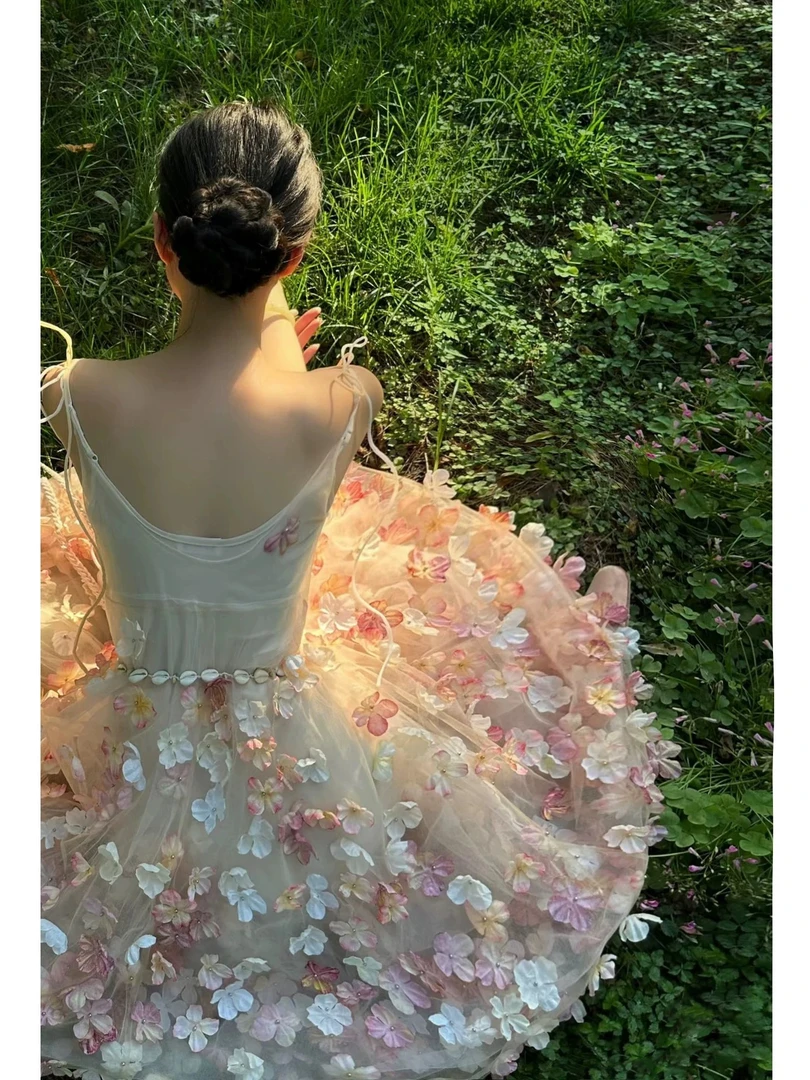 买手店花神的爱意绝美花朵法式仙女连衣裙夏小个子生日仙气仙女裙