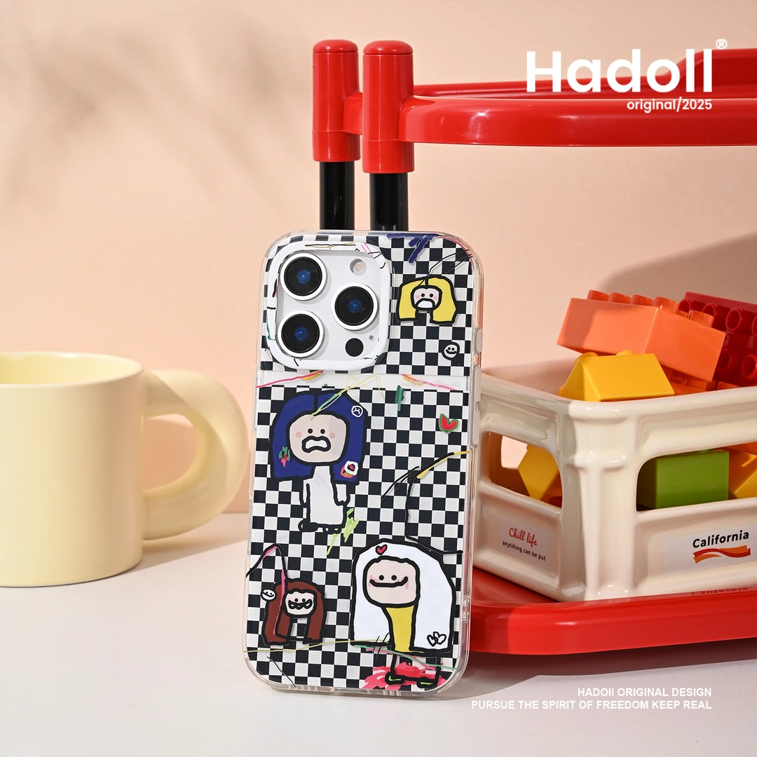 HaDoii原创棋盘格适用iphone16promax手机壳苹果15pro个性趣味14