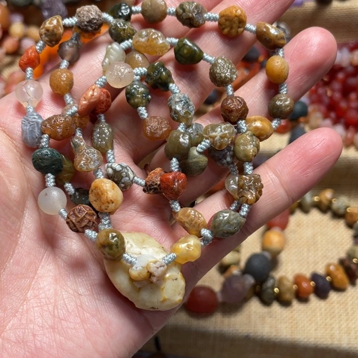 玛瑙/玉髓合金手链阿拉善原石