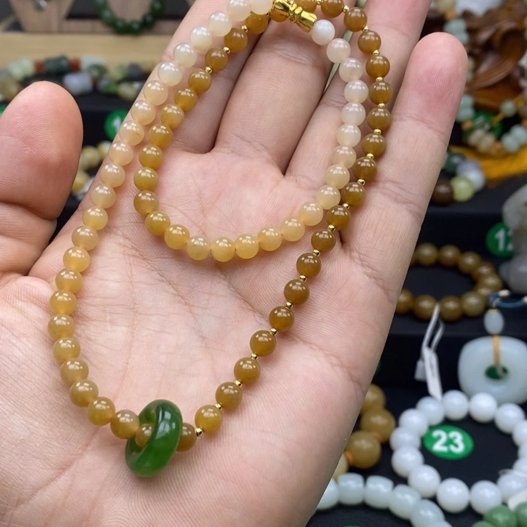和田玉手链未镶嵌且末糖卡6