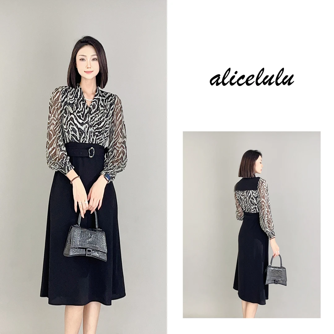 3 ALICE “斑马魅影”连衣裙 优雅拼接 时髦洋气 S1034155J