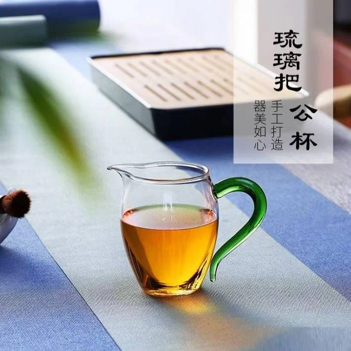 A0025玻璃绿把公道杯