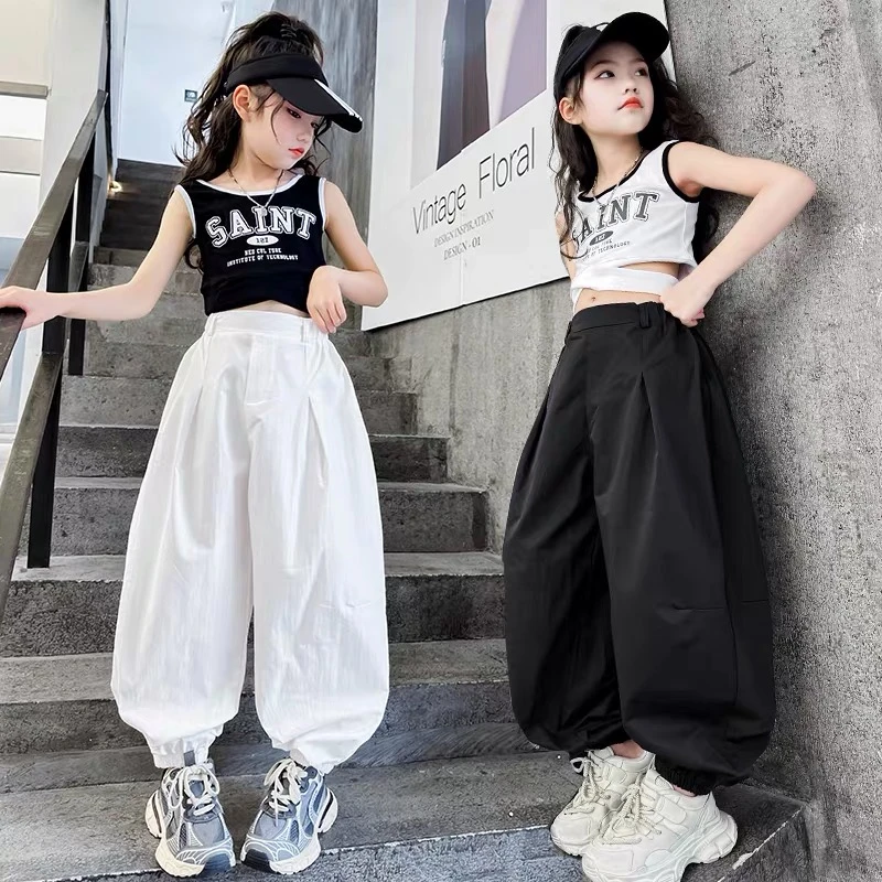 爵士舞服装女童夏季jazz小背心儿童街舞走秀潮服时髦舞蹈短款T恤