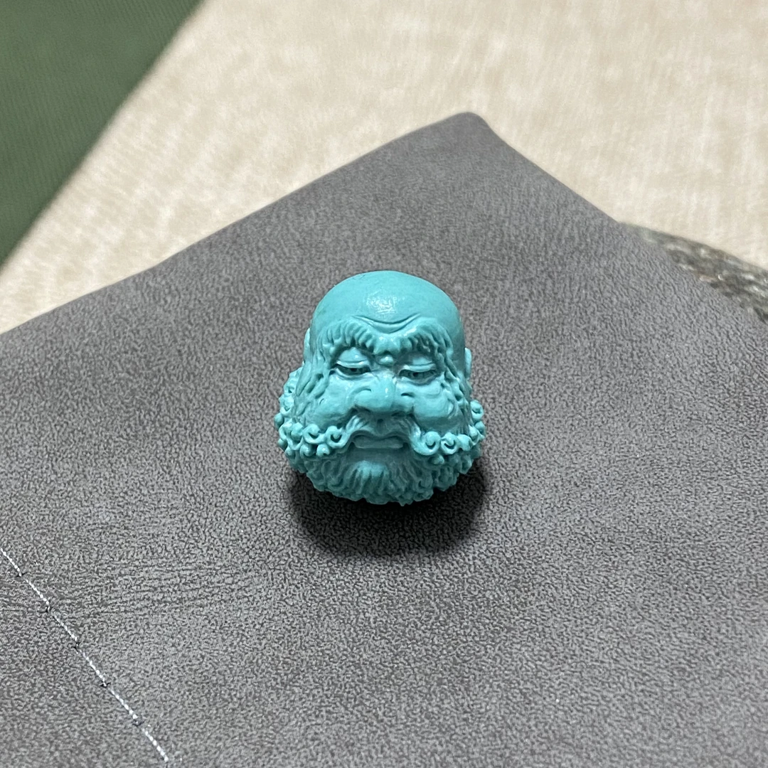 玉小满原矿绿松石达摩顶珠吊坠