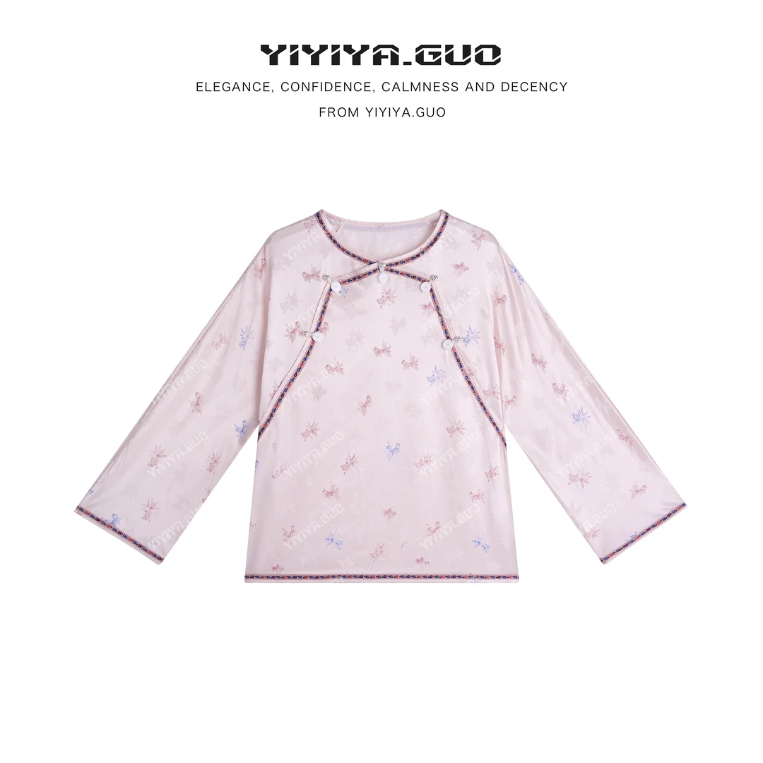 yiyiya.Guo艺艺吖【锦鲤满堂】落肩冰凉透气长袖上衣080054SS52