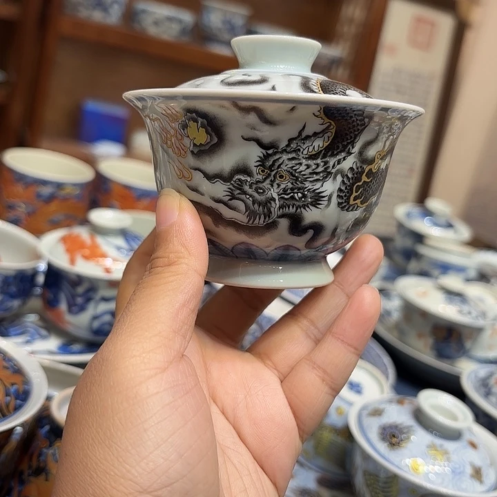 墨龙描金盖碗哈哈