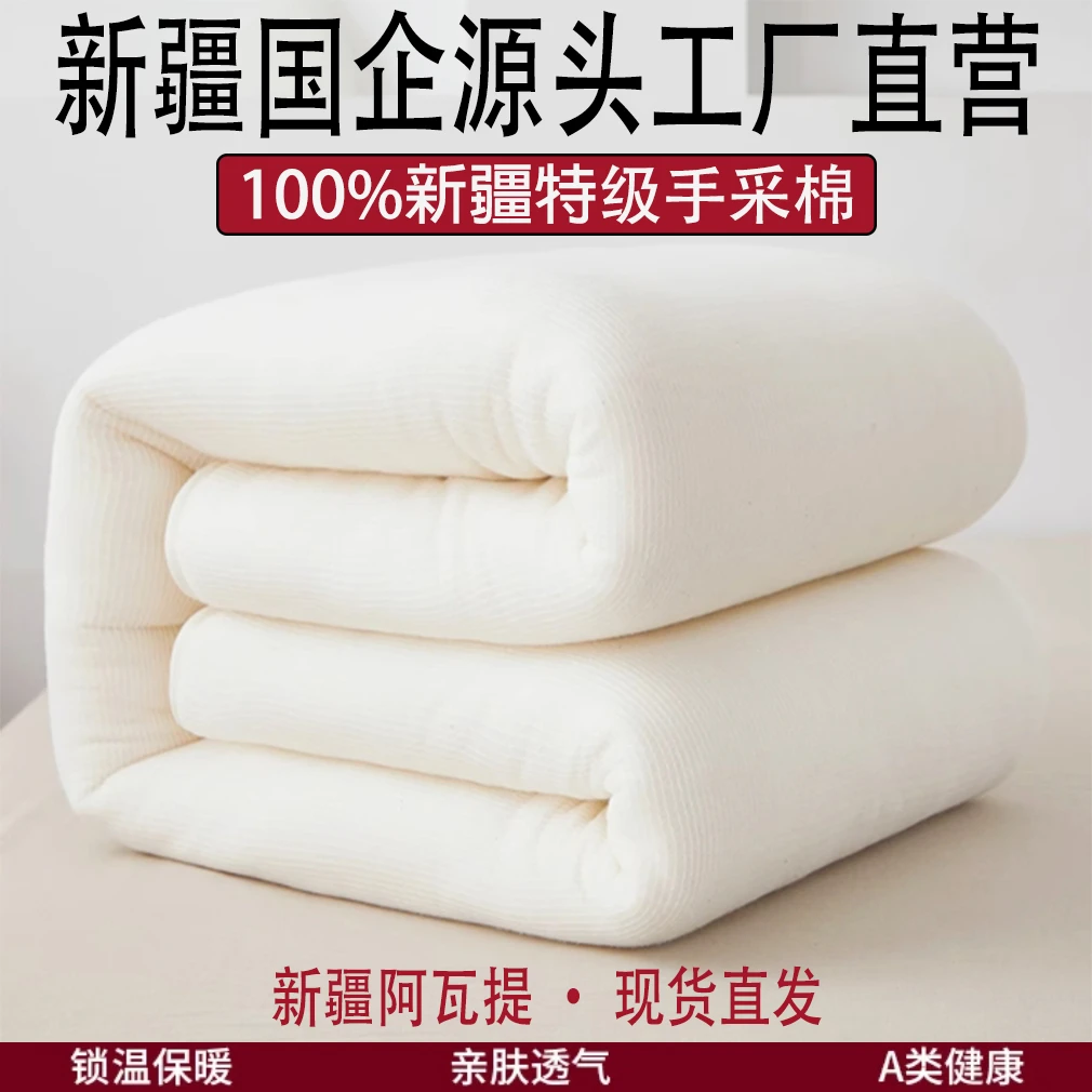 棉贝匠新疆阿瓦提长绒棉纯棉棉花被网套棉胎盖垫四季通用包邮