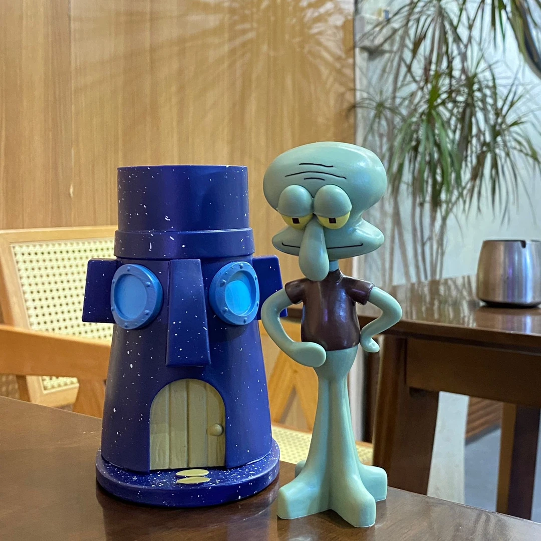 章鱼哥石屋牙刷架免打孔可爱牙刷筒笔托化妆刷收纳筒桌面新款