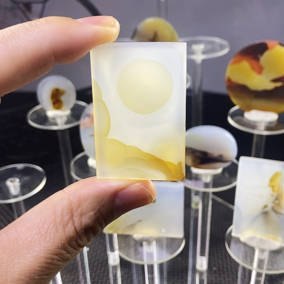 合成碳硅石非金属时尚图纹画面石饰品