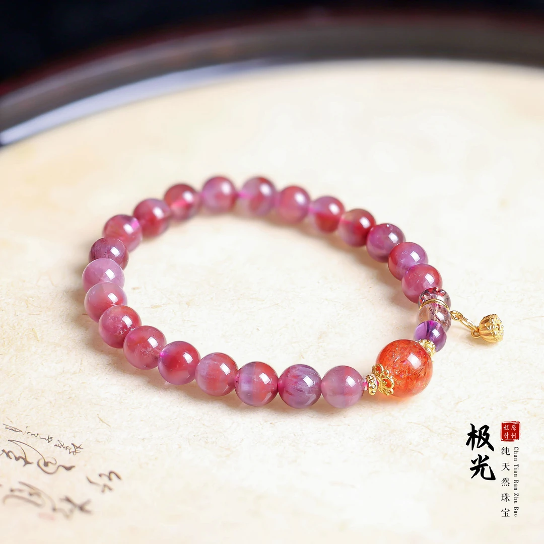 【桃总推荐】diy极光23红极光7mm圆珠手串@@ZY50417055
