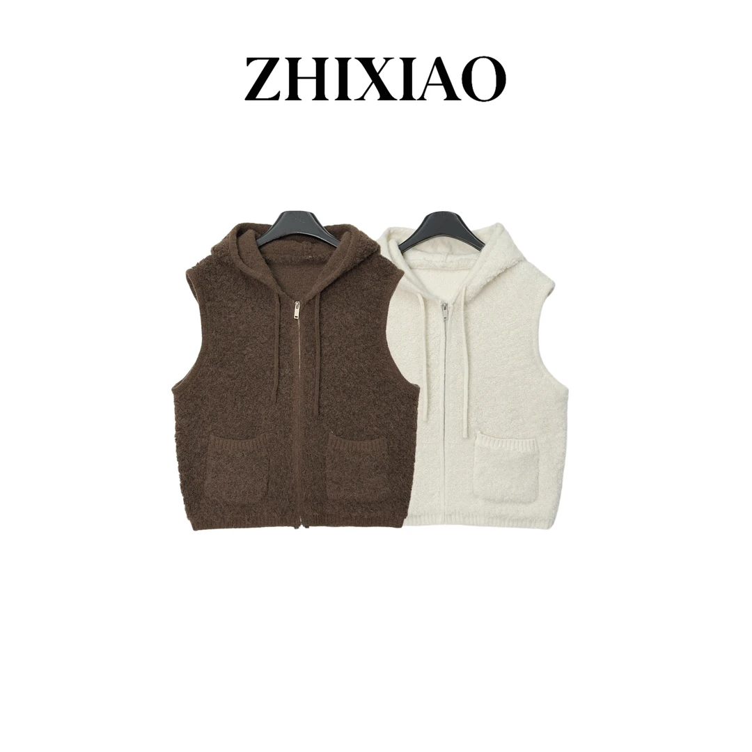 【ZHIXIAO】秋冬新款：连帽拉链马甲TR1198